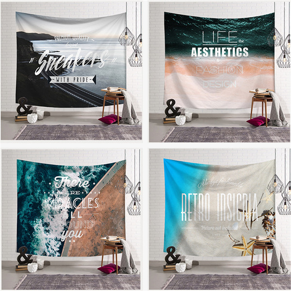 High Quality Tapestry Background Coastline Scenery Home Cloth Beach Towel Living Room Decoration Wall decoration ECO Friendly