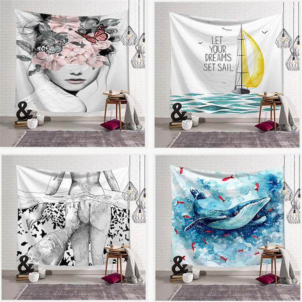 High Quality Tapestry Background Abstract Painting Home Cloth Beach Towel Living Room Decoration Wall decoration ECO Friendly