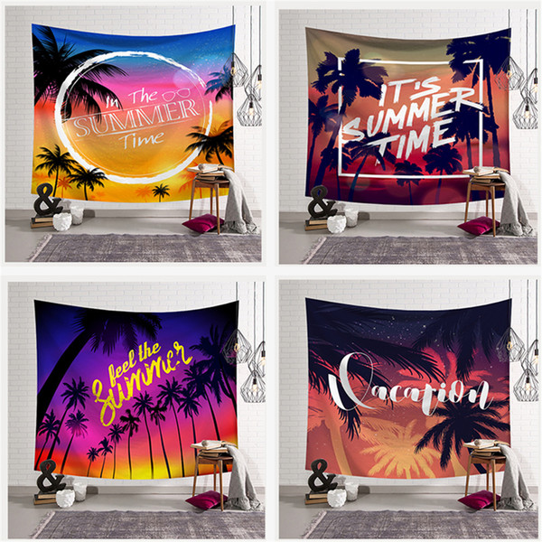 High Quality Tapestry Background Summer Coconut Trees Home Cloth Beach Towel Living Room Decoration Wall decoration ECO Friendly