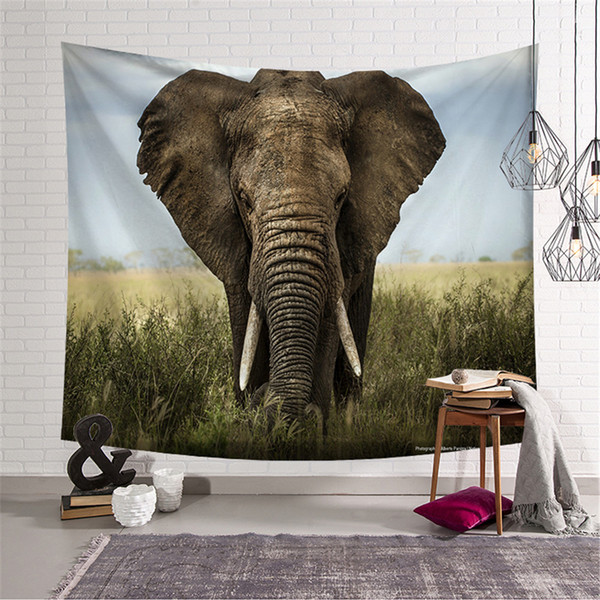 High Quality Tapestry Background Elephants Walk Alone Home Cloth Beach Towel Living Room Decoration Wall decoration ECO Friendly