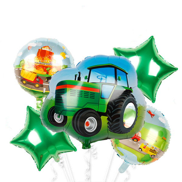 Vehicle series balloons Happy Birthday kids Ice cream cart Party Decorations car baby gift tractor bulldozer Fire truck globs