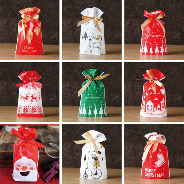 100pcs Christmas Cookie Candy Package Gifts Bag DIY Bags For Xmas Home Party Packing Decoration Baking Supply