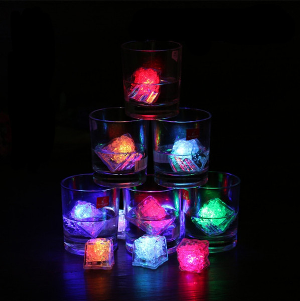 Luminous Cube LED Artificial Ice Cube Flash Glow In The Dark Glow Toy Christmas party decoration Wedding Wine Glass Bar KTV Decoration