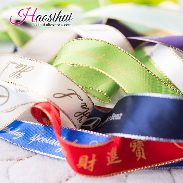 1-1/2''(39mm) custom wire edge ribbon with wedding brand logo and party Gifts Wedding car decoration gift 100yards/lot