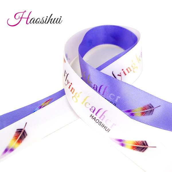 Haosihui 7/8''(23mm) custom ribbon printed logo and design satin ribbon 10yards/roll