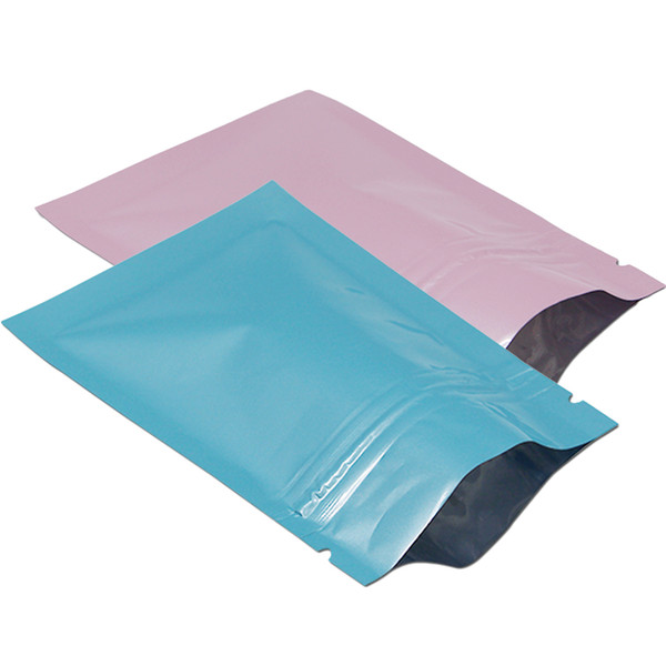 Glossy Pink Blue Self Sealable Zip Lock Bags Food Grade Aluminum Foil Packaging Bags Flat Coffee Powder Spices Storage Bag for Wedding Favor