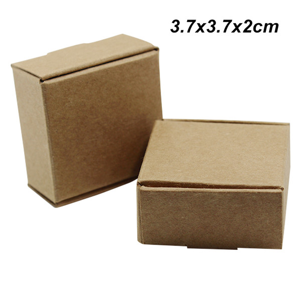 Brown 50pcs/lot 3.7x3.7x2 cm Kraft Paper Wedding Gifts Boxes for Ornament Jewelry Cookie Cardboard Handmade Soap Candy Storage Packing Boxes