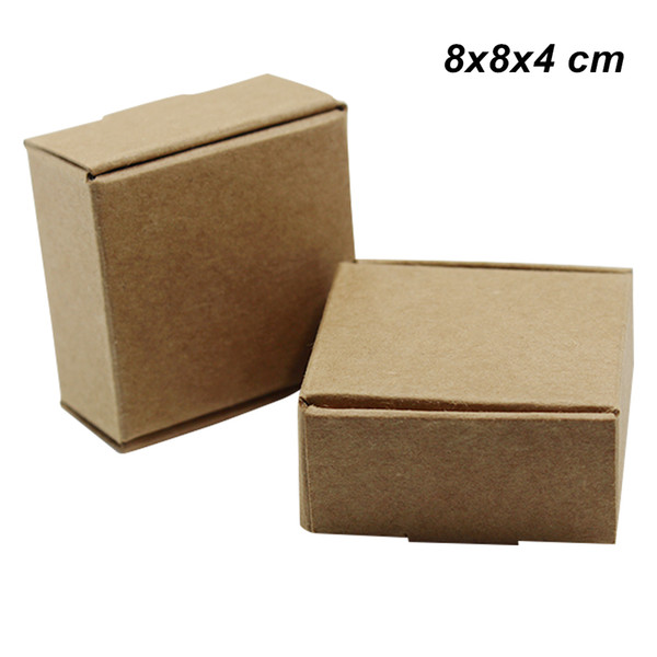 8x8x4 cm Brown 20pcs/lot Card Board Kraft Paper Packing Box for Ornament Jewelry Cookies Cardboard Handmade Soap Candy Storage Packing Boxes