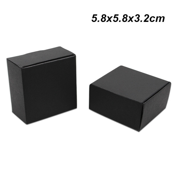 5.8x5.8x3.2cm 50pcs Lot Black Craft Paper Packing Box for Birthday Party Handmade Soap Baking Box Kraft Paper Package Box for Jewelry Pearl