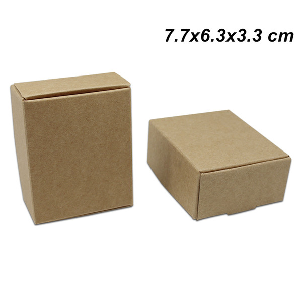 7.7x6.3x3.3 cm Brown 50pcs/lot Wedding Gifts Kraft Paper Box for Ornament Jewelry Cookie Cardboard Handmade Soap Candy Storage Packing Boxes