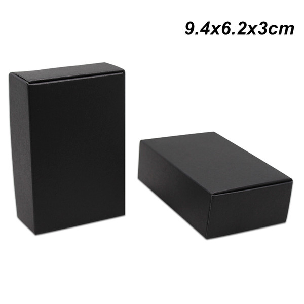 50Pcs Small 9.4x6.2x3cm Black Kraft Paper Box Gift Packing Box for Jewelry DIY Handmade Soap Candy Bakery Cake Cookies Chocolate Baking Box