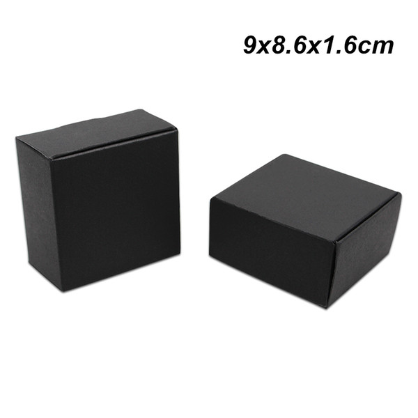 50Pcs 9x8.6x1.6cm Black Kraft Paper Birthday Party Handmade Soap Pack Box for Cookies Chocolate Cardboard Gift Box Jewelry Pearl Storage Box