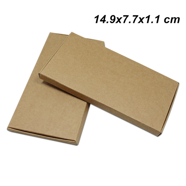 Brown 50pcs/lot 14.9x7.7x1.1 cm Kraft Paper Wedding Gifts Art Boxes for Ornament Jewelry Cardboard Handmade Soap Candy Storage Packing Boxes