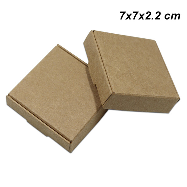 50 Pcs/lot 7x7x2.2 cm Brown Kraft Paper Gift Packing Box for Wedding Party Handmade Soap Paper Board Jewelry Chocolate Cookies Packing Boxes