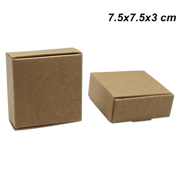 30pcs/lot 7.5x7.5x3 cm Brown Kraft Paper Cake Cookie Box for Wedding Party Handmade Soap Paper Board Jewelry Ornaments Pearl Packaging Boxes