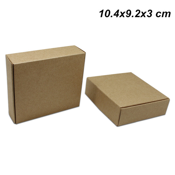 Brown 30pcs/lot 10.4x9.2x3 cm Kraft Paper Wedding Boxes for Ornament Jewelry Wrap Cookie Cardboard Handmade Soap Candy Storage Packing Boxes