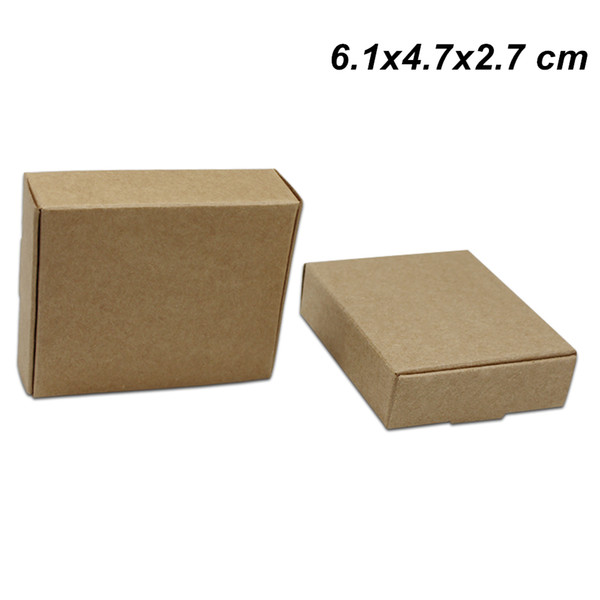 Brown 50pcs/lot 6.1x4.7x2.7 cm Kraft Paper Wedding Gifts Box for Ornament Jewelry Cookie Cardboard Handmade Soap Candy Storage Packing Boxes