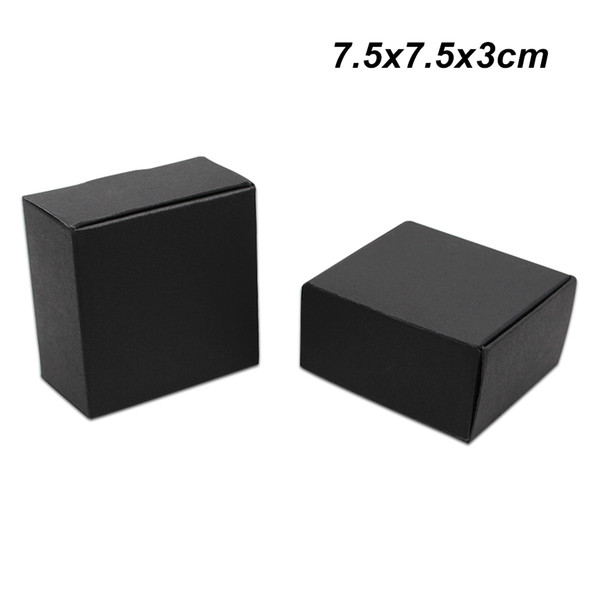 50 Pack 7.5x7.5x3cm Black Kraft Paper Wedding Box for Jewelry Pearl Craft Arts Candy Package Box Handmade Soap Bakery Cakes Cookies Pack Box