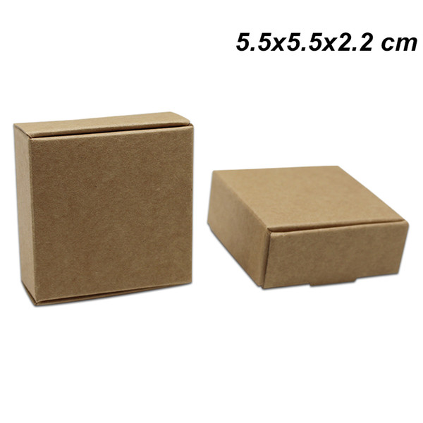 50Pcs/lot 5.5x5.5x2.2 cm Brown Kraft Paper Gift Pack Box for Wedding Party Handmade Soap Paper Board Jewelry Chocolate Cookies Packing Boxes