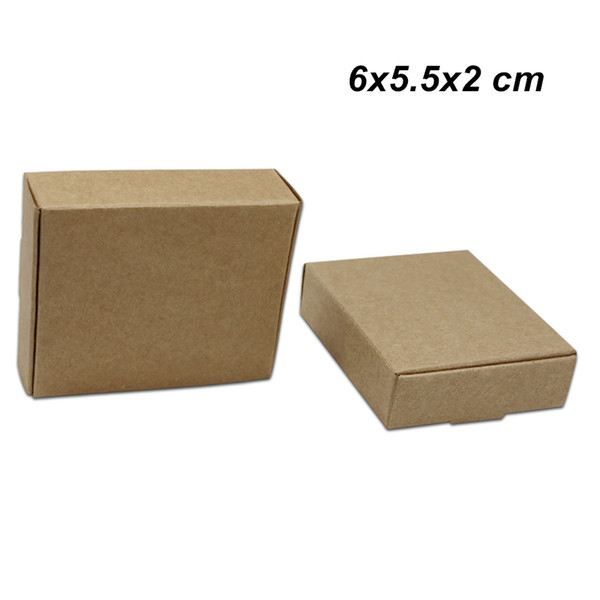 6x5.5x2cm 50Pcs Lot Brown Craft Paper Birthday Gifts Boxes for Candy Cake Handmade Soap Storage Boxes Kraft Paper Pack Box for Jewelry Pearl