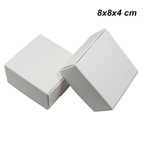 8x8x4 cm 30 Pcs Lot White Craft Paper Packing Pack Box for Birthday Party Handmade Soap Baking Box Kraft Paper Package Box for Jewelry Pearl