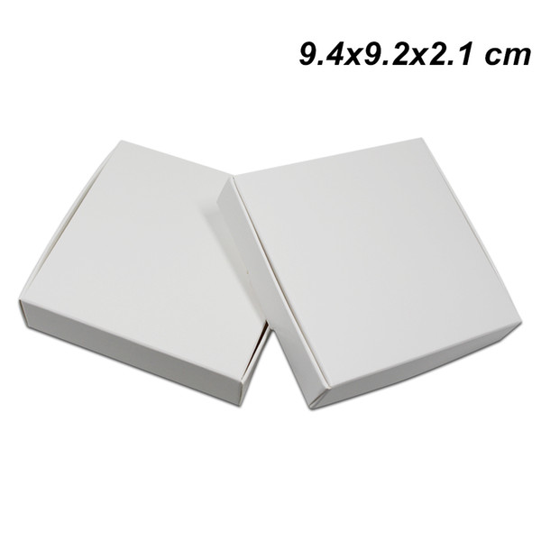 30 Pieces 9.4x9.2x2.1 cm White Kraft Paper Pack Boxes Cardboard Packing Boxes DIY Wedding Birthday Party Gift Accessories Cake Packing Boxes