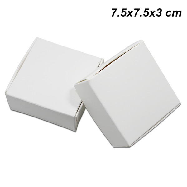 50pcs/Lot White 7.5x7.5x3 cm Kraft Paper Birthday Party Gift Box for Pearl Jewelry Craft Arts Package Box Cake Pack Box for Cookie Chocolate