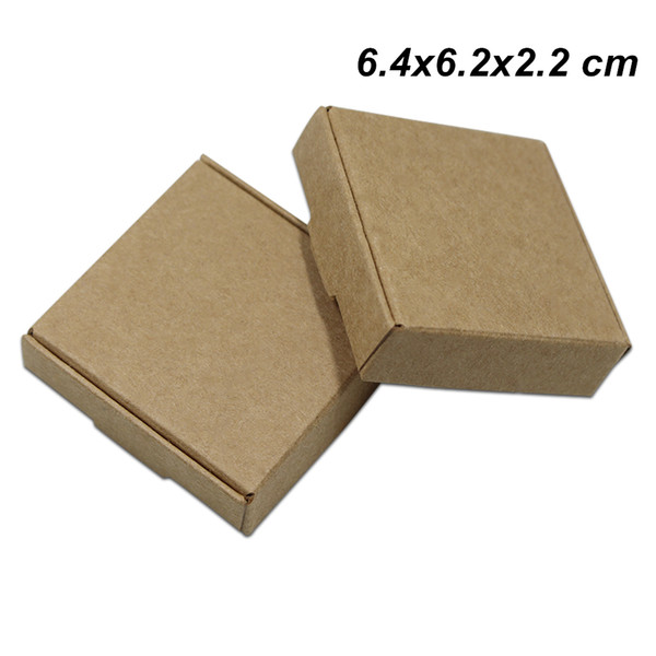 50 Pcs Lot 6.4x6.2x2.2 cm Kraft Paper Gifts Box Jewelry Pearl Art Handmade Soap Paper Crafts Cookies Chocolate Package Storage Box for Party