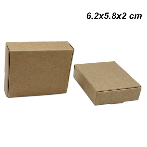 50 Pcs Lot 6.2x5.8x2 cm Kraft Paper Jewelry Pearl Art Handmade Soap Gifts Box Paper Crafts Cookies Chocolate Package Storage Box for Wedding