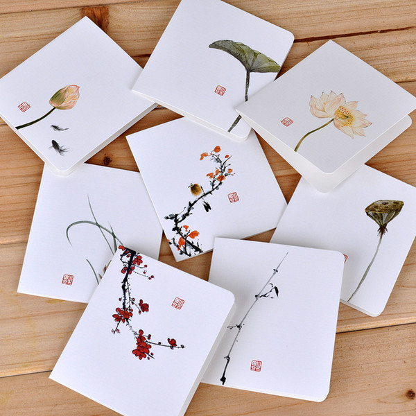 Creative classical Chinese style greeting card White minimalist message diy folding birthday Christmas New Year's Day blessing card