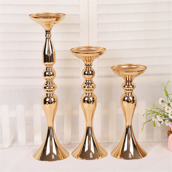 2019 New Gold Metal Candle Holder Iron Candlestick Wedding Props Road Lead Vase Home Decoration Flower Decoration