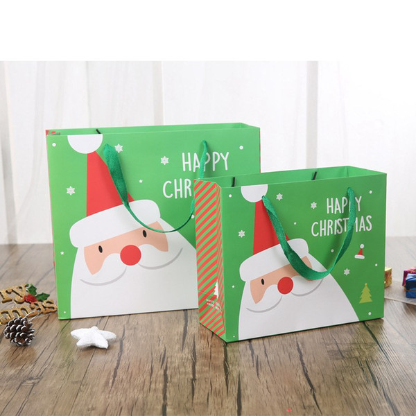 Christmas Santa gift box packaging bags with handdle Kid gift paper portable bags for Christmas party supplies