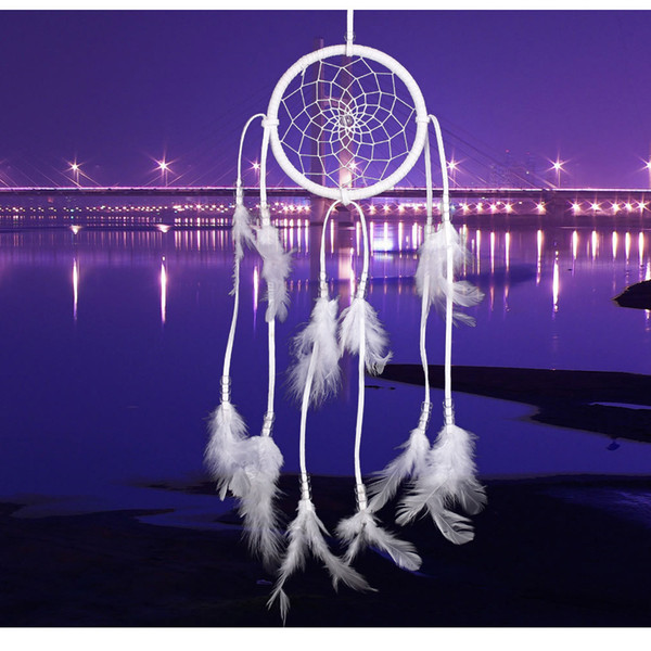 Freeshipping Hade Dream Catcher Net With Feathers Wall Hanging 50 cm Dreamcatcher Decor Craft Gift For Home Decoration Beautiful White