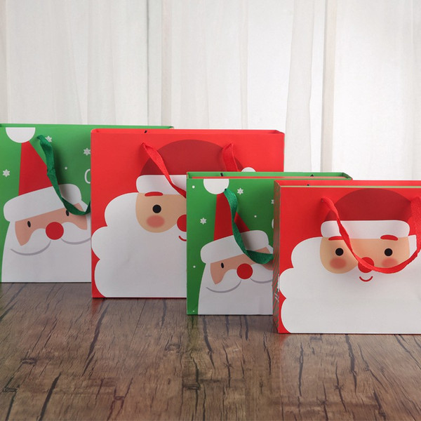 10pcs Paper Gift Bag Cartoon Santa Claus Snowman Printed Candy Chocolate Paper Bag Merry Christmas Gift Bags Party Packaging #30