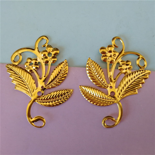 DIY Jewelry Accessories Double hook Bending Hook Chinese Antique Wedding Headwear Metal Flower Plating Material Wholesale