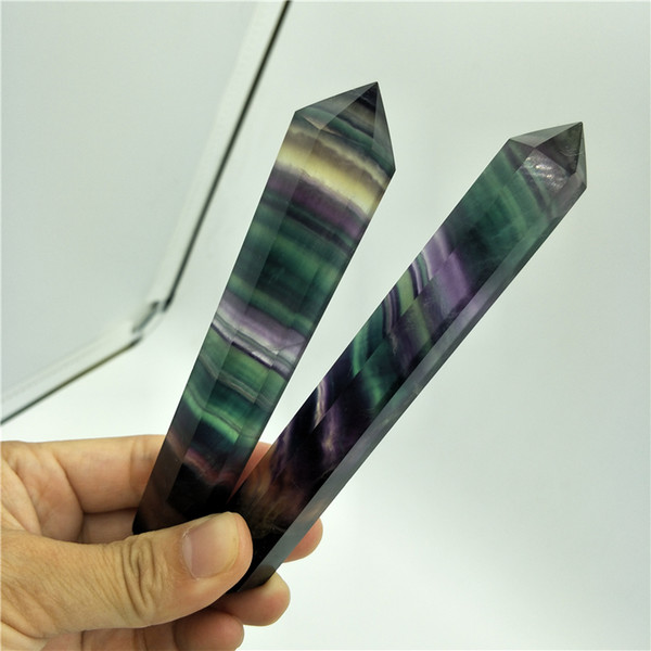 2 piece long fluorite point double arrow 8-13cm healing crystal grid meditation natural crystal points healing crystal