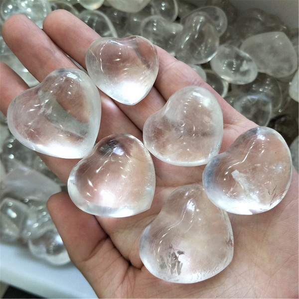 6 pieces clear crystal heart for jewelry making wholesale price for wire wrap DIY natural quartz crystal heart