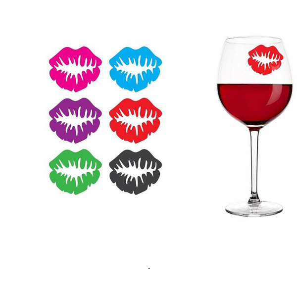 Retail packing Kissing Silicone Wine Glass & Drink Markers Charms - Set of 6, 10 Sets=60pcs For Party Deco