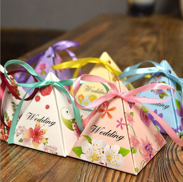 2017 New 200pcs Baby Shower Triangle Candy Box Gift Sweets Box Party Show Favor Box Party Decoration kids birthday party decorations