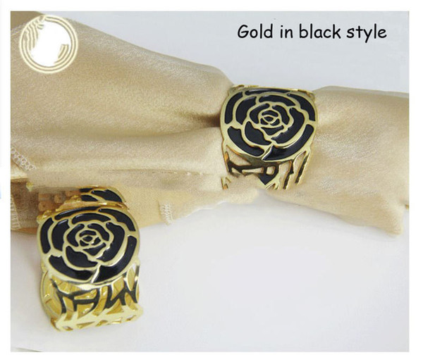 Custom Gold Napkin Rings for Wedding Napkin Holder Cup Flower Ornament Party Banquet Table Decoration Accessories