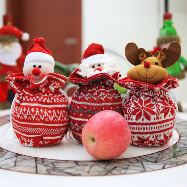 Christmas Decoration Gift Christmas Eve Knit Apple Bag Gift Bags Xmas Candy Cookie Bags Container Supplies Xmas Gifts