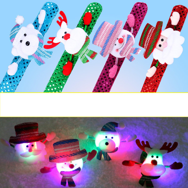 12pcs/lot LED Patting Circle Bracelet Watch Christmas Decorations with Lamp Ring Christmas Gift Lamp Bracelet Ring Celebration Navidad Decor