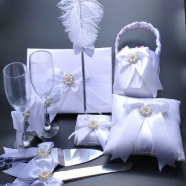 European wedding Book Knife and Server Check the pen book set Flower basket cup knife and fork ring pillow