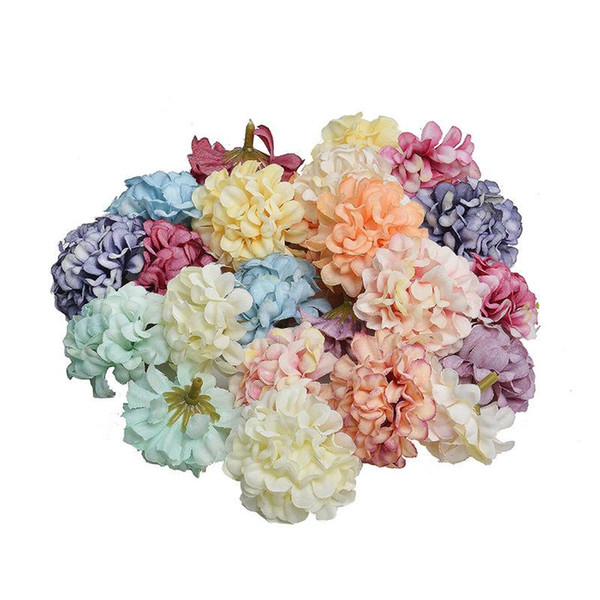 50pcs/lot 4.5CM hydrangea handmade artificial flower head wedding party home decoration DIY wreath gift scrapbook craft flower head in bulk