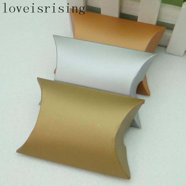 100pcs/lot New Style Silver and gold color Pillow Shape Box Candy Box Gift Box for Wedding Party Favor Decor Wholesales