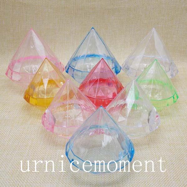 New Arrivals--20pcs Lovely plastic transparent diamond shape candy box wedding favor boxes