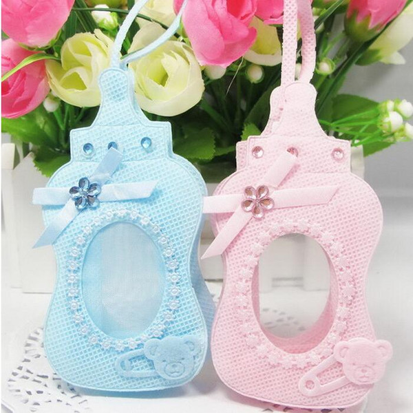 New Arrival-36pcs Blue or Pink bottle style Gift Bags Candy Box with sling For Guest Baby Shower Birthday Party Decor Supplies