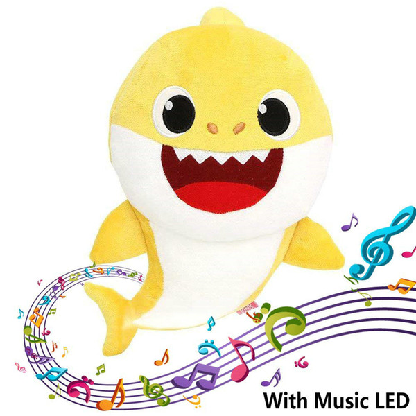 3 Colors Light Music Baby Shark 30cm Cute Animal Plush Baby Toy Singing Song Children LED Dolls Party Favor 200pcs