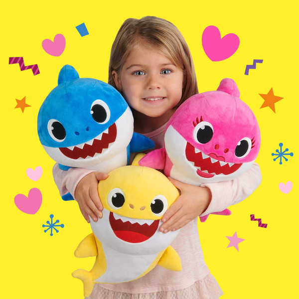 3 Colors 30cm Baby Shark Plush Toys with Music Cartoon Stuffed Lovely Animal Soft Dolls Music Shark Plush Animals Party Favor 6pcs