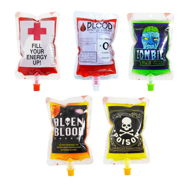 Halloween Blood Bag Juice Energy Drink Bag Halloween event Party supplies cosplay Pouch Props Vampires Reusable Package Bags